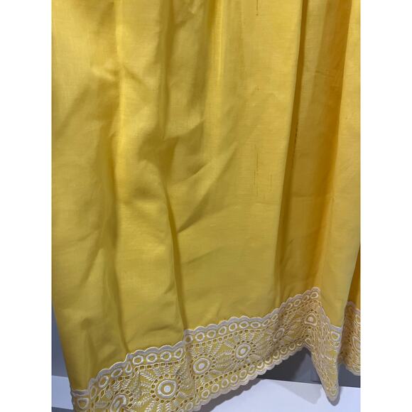 Vintage 1960s Yellow High Neck Column Dress w White Lace Contract Trim Small JL - Picture 7 of 12